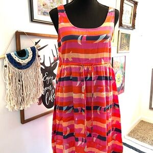 H&M Vibrant Multicolor Striped Midi Dress